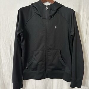 Volcom Women's Sweatshirt Full ZIP Long‎ Sleeve Black Size Large